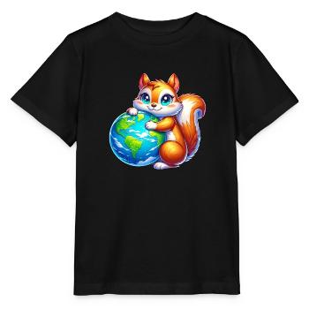 Squirrel for Earth Environmental Protection Nature Conservation - Stanley/Stella MINI CREATOR Kids’ T-Shirt - black - Front - Mikhail (115cm)