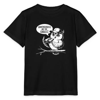 Ornithologists are the coolest funny owl - Stanley/Stella MINI CREATOR Kids’ T-Shirt - black - Front - Mikhail (115cm)