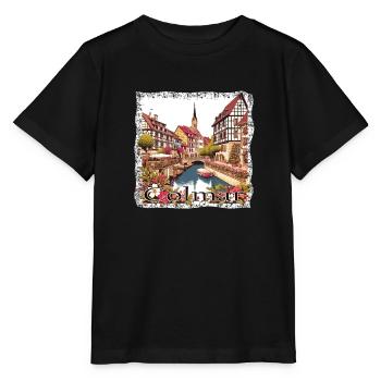Colmar, France, Vieille ville, Style Grunge - T-shirt bio MINI CREATOR Stanley/Stella Enfant - noir - Devant - Mikhail (115cm)