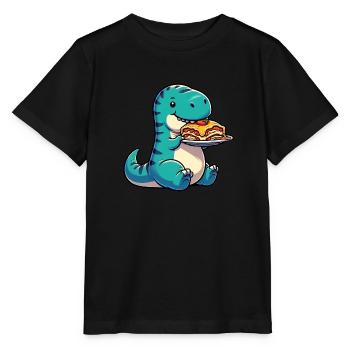 Dino T-Rex Lasagne Italienne Drôle - T-shirt bio MINI CREATOR Stanley/Stella Enfant - noir - Devant - Mikhail (115cm)