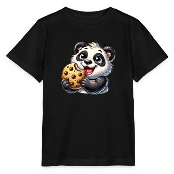Panda Keks Nachtisch süße Kekse - Stanley/Stella Kinder T-Shirt MINI CREATOR  - Schwarz - Vorne - Mikhail (115cm)