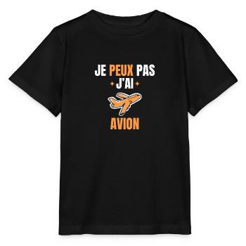 Je peux pas j'ai avion - T-shirt bio MINI CREATOR Stanley/Stella Enfant - noir - Devant - Mikhail (115cm)