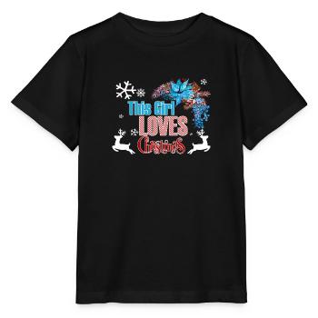 Christmas Girl Love Christmas Xmas Gift - Stanley/Stella MINI CREATOR Kids’ T-Shirt - black - Front - Mikhail (115cm)