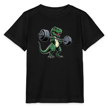 T-Rex Workout Haltères Développé couché Cool - T-shirt bio MINI CREATOR Stanley/Stella Enfant - noir - Devant - Mikhail (115cm)