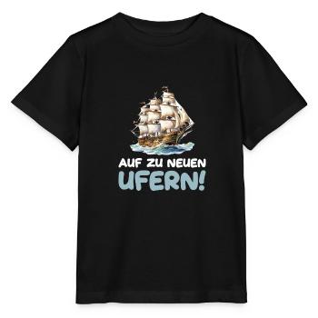 Auf zu neuen Ufern Segeln Segelschiff - Stanley/Stella Kinder T-Shirt MINI CREATOR  - Schwarz - Vorne - Mikhail (115cm)