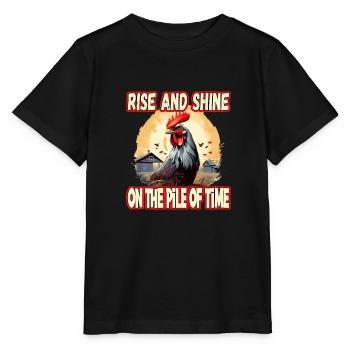 Rise And Shine On The Pile Of Time - Stanley/Stella Kinder T-Shirt MINI CREATOR  - Schwarz - Vorne - Mikhail (115cm)