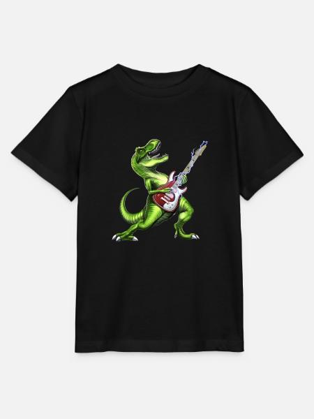 T-Rex Dinosaure jouant de la guitare - T-shirt bio MINI CREATOR Stanley/Stella Enfant - noir