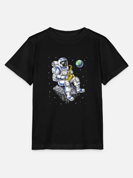 Astronaut Saxophon Spieler - Stanley/Stella Kinder T-Shirt MINI CREATOR - Schwarz