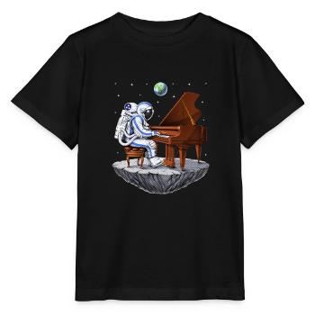 Weltraumastronaut Pianist - Stanley/Stella Kinder T-Shirt MINI CREATOR  - Schwarz - Vorne - Mikhail (115cm)
