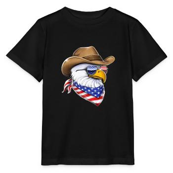 Amerikanischer Weißkopfseeadler Cowboy - Stanley/Stella Kinder T-Shirt MINI CREATOR  - Schwarz - Vorne - Mikhail (115cm)