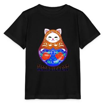 Matryoshcat | Miauschka | Chat et matriochka - T-shirt bio MINI CREATOR Stanley/Stella Enfant - noir - Devant - Mikhail (115cm)