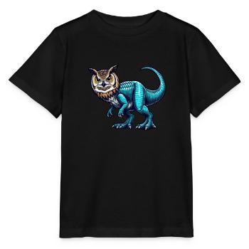 T-Rex Eule Fusion Fabeltier Design - Stanley/Stella Kinder T-Shirt MINI CREATOR  - Schwarz - Vorne - Mikhail (115cm)