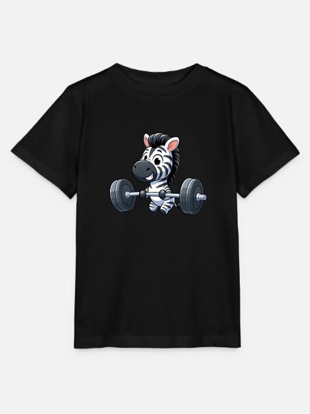 Zebra Powerlifting: Krafttraining mit Hanteln - Stanley/Stella Kinder T-Shirt MINI CREATOR - Schwarz
