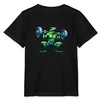Muscular Frog Weightlifter Fitness - Stanley/Stella MINI CREATOR Kids’ T-Shirt - black - Front - Mikhail (115cm)