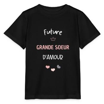 Future grande soeur d'amour ! Cadeau grande soeur - T-shirt bio MINI CREATOR Stanley/Stella Enfant - noir - Devant - Mikhail (115cm)