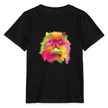 Pop Art Shirt Cat head Graphic Art Gift Tee - Stanley/Stella MINI CREATOR Kids’ T-Shirt - black - Front - Mikhail (115cm)