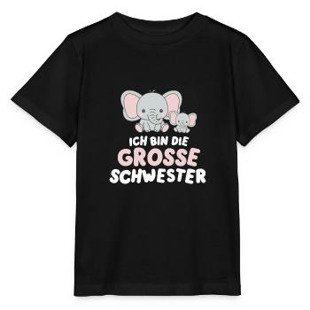 Ich werde große Schwester Elefant - Stanley/Stella Kinder T-Shirt MINI CREATOR  - Schwarz - Vorne - Mikhail (115cm)