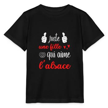 juste une fille qui aime l'alsace - T-shirt bio MINI CREATOR Stanley/Stella Enfant - noir - Devant - Mikhail (115cm)