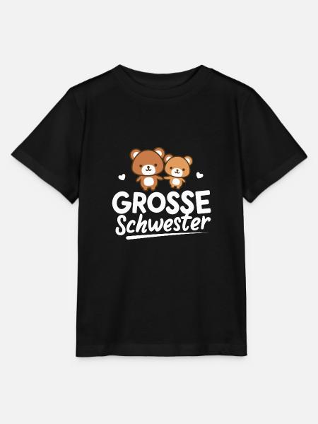Großes Schwesterbärchen Schwester werden - Stanley/Stella Kinder T-Shirt MINI CREATOR - Schwarz