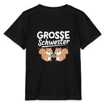 Große Schwester Eichhörnchen Babyparty - Stanley/Stella Kinder T-Shirt MINI CREATOR  - Schwarz - Vorne - Mikhail (115cm)