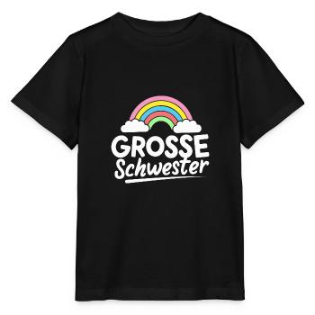 Große Schwester Regenbogen Schwangerschaft - Stanley/Stella Kinder T-Shirt MINI CREATOR  - Schwarz - Vorne - Mikhail (115cm)