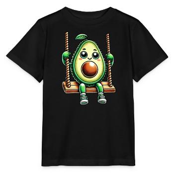 Süße Avocado Schaukel Spielplatz Cartoon - Stanley/Stella Kinder T-Shirt MINI CREATOR  - Schwarz - Vorne - Mikhail (115cm)