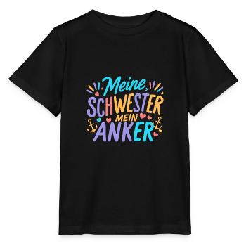 Schwester Anker: Geschenkidee Hochzeit Trauzeugin - Stanley/Stella Kinder T-Shirt MINI CREATOR  - Schwarz - Vorne - Mikhail (115cm)