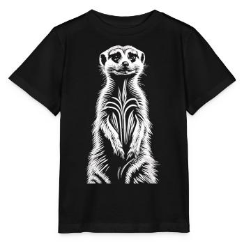 A sense of community in the desert: A meerkat - Stanley/Stella MINI CREATOR Kids’ T-Shirt - black - Front - Mikhail (115cm)