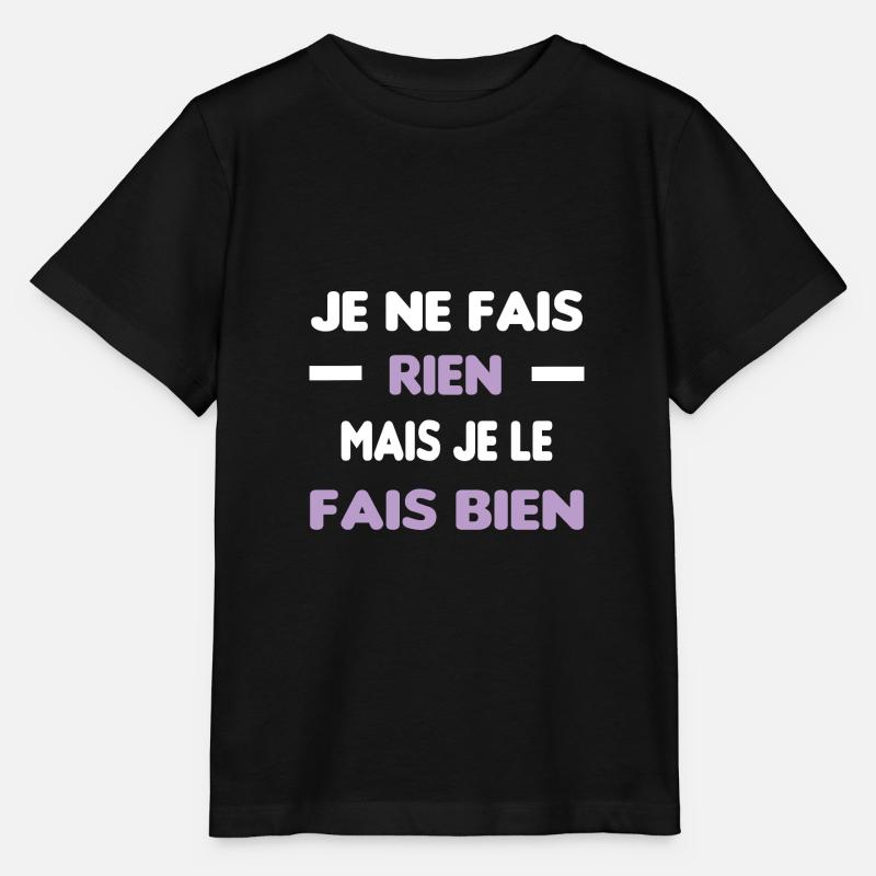 Cadeau humour flemmard - T-shirt bio MINI CREATOR Stanley/Stella Enfant - noir