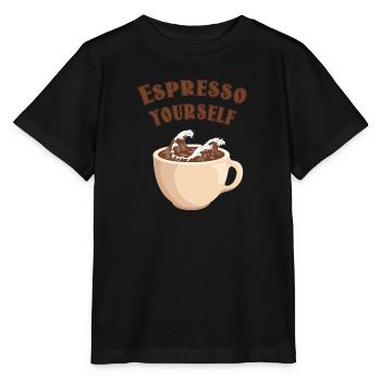 Welttag des Kaffees - Stanley/Stella Kinder T-Shirt MINI CREATOR  - Schwarz - Vorne - Mikhail (115cm)