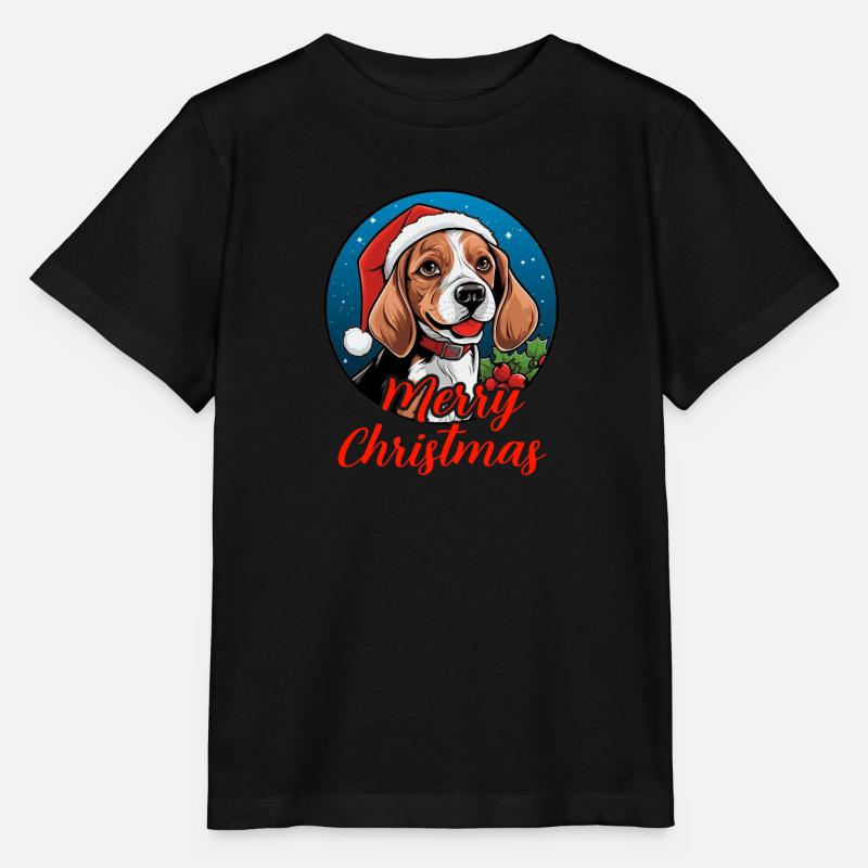 Joyeux Noël Beagle - T-shirt bio MINI CREATOR Stanley/Stella Enfant - noir
