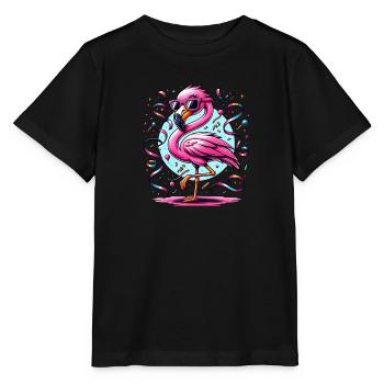 Kölle Alaaf Flamingo Festive mood - Stanley/Stella MINI CREATOR Kids’ T-Shirt - black - Front - Mikhail (115cm)