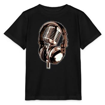 Microphone et écouteurs - T-shirt bio MINI CREATOR Stanley/Stella Enfant - noir - Devant - Mikhail (115cm)