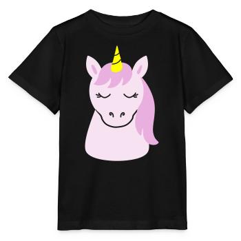 Süßes Einhorn mit geschlossenen Augen - Stanley/Stella Kinder T-Shirt MINI CREATOR  - Schwarz - Vorne - Mikhail (115cm)