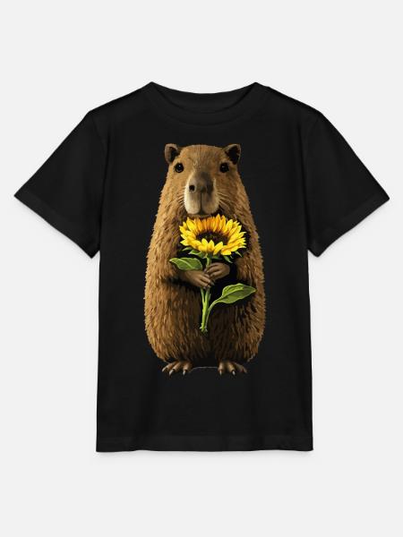 Biber mit Sonnenblume - Stanley/Stella Kinder T-Shirt MINI CREATOR  - Schwarz