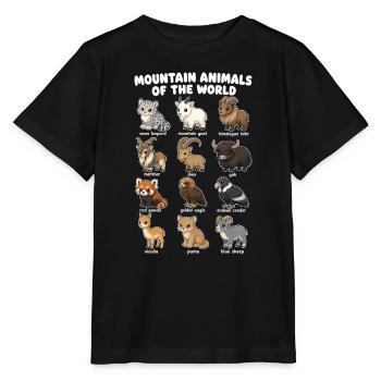 Mountain Animals Cute Cartoon Diagram Animals - Stanley/Stella MINI CREATOR Kids’ T-Shirt - black - Front - Mikhail (115cm)
