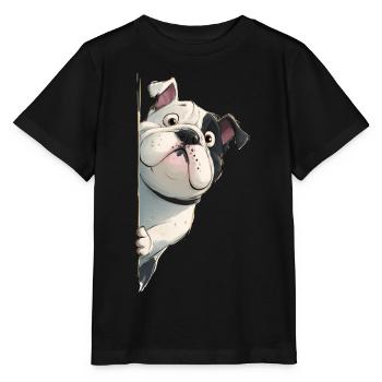 Peeking English Bulldog Funny Dog Lover Merch - Stanley/Stella Kinder T-Shirt MINI CREATOR  - Schwarz - Vorne - Mikhail (115cm)