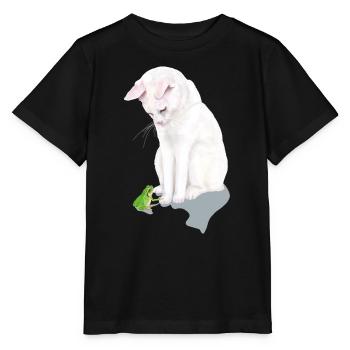 weiße Katze trifft Frosch - Stanley/Stella Kinder T-Shirt MINI CREATOR  - Schwarz - Vorne - Mikhail (115cm)