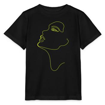 Dessin au trait silhouette féminine Visages féminins visage - T-shirt bio MINI CREATOR Stanley/Stella Enfant - noir - Devant - Mikhail (115cm)