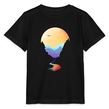 Sonnenuntergang über den Bergen - Stanley/Stella Kinder T-Shirt MINI CREATOR  - Schwarz - Vorne - Mikhail (115cm)