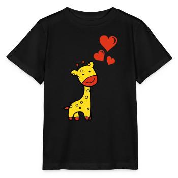 Giraffe verliebt - Stanley/Stella Kinder T-Shirt MINI CREATOR  - Schwarz - Vorne - Mikhail (115cm)