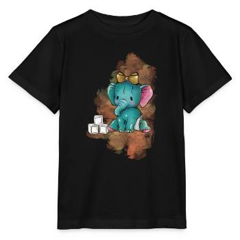 Elefant mit Würfeln - Stanley/Stella Kinder T-Shirt MINI CREATOR  - Schwarz - Vorne - Mikhail (115cm)