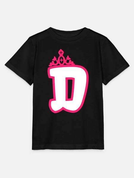 Monogrammierte Kleinkind Mädchen Krone - Stanley/Stella Kinder T-Shirt MINI CREATOR - Schwarz