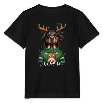 Weihnachtshund Rottweiler - Stanley/Stella Kinder T-Shirt MINI CREATOR  - Schwarz - Vorne - Mikhail (115cm)