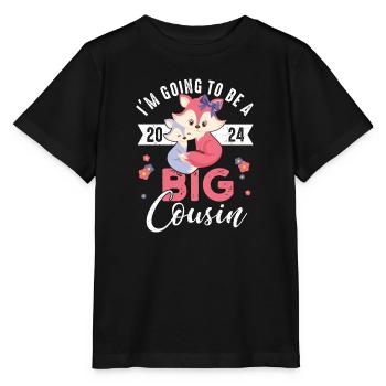 Große Cousine 2024 Baby Schwangerschaft Kind Fuchs - Stanley/Stella Kinder T-Shirt MINI CREATOR  - Schwarz - Vorne - Mikhail (115cm)