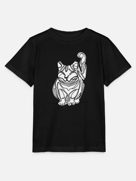 Einzeilige sitzende Katze - Stanley/Stella Kinder T-Shirt MINI CREATOR  - Schwarz