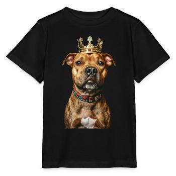 Staffordshire Bullterrier - Stanley/Stella Kinder T-Shirt MINI CREATOR  - Schwarz - Vorne - Mikhail (115cm)