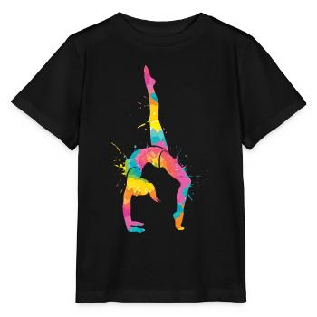 Turnerin Gymnastik Handstand Kinder Mädchen Turnen - Stanley/Stella Kinder T-Shirt MINI CREATOR  - Schwarz - Vorne - Mikhail (115cm)