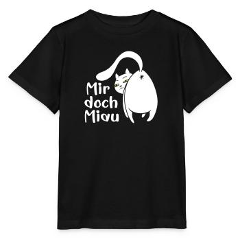 Katze lustig Miau egal lustige Sprüche Haustier - Stanley/Stella Kinder T-Shirt MINI CREATOR  - Schwarz - Vorne - Mikhail (115cm)