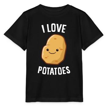 Pomme de terre - J’adore les pommes de terre - T-shirt bio MINI CREATOR Stanley/Stella Enfant - noir - Devant - Mikhail (115cm)